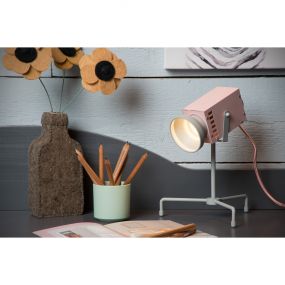 Lucide Beamer - tafellamp - 23 x 23 x 26 cm - 3W LED incl. - roze en grijs