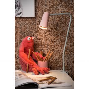 Lucide Bastin - klemlamp - 20,5 x 6 x 46,5 cm - roze en grijs