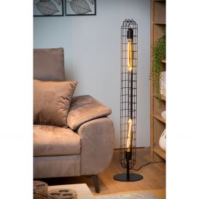 Lucide Lattice - staanlamp - 131 cm - zwart
