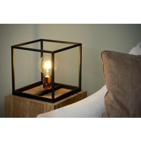 Lucide Arthur - tafellamp - 25 x 25 x 25 cm - zwart & koper