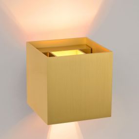 Lucide Xio - wandverlichting - 9,7 x 9,7 x 9,7 cm - 3,5W dimbare LED incl. - mat goud