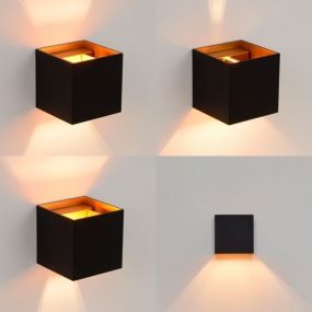Lucide Xio - wandverlichting met 2 regelbare lichtbundels - 9,7 x 9,7 x 9,7 cm - 4W dimbare LED incl. - zwart