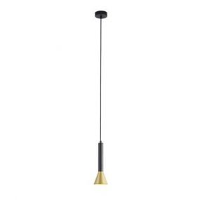 Searchlight Signal - hanglamp - Ø 9 x 150 cm - zwart en goud 