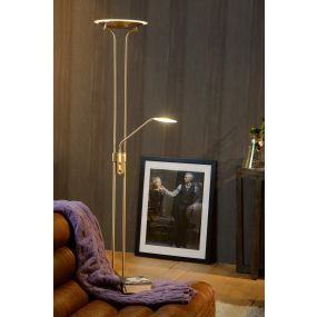 Lucide Champion - staanlamp - Ø 25,4 x 180 cm - 20W + 4W dimbare LED incl. - mat chroom