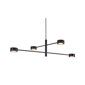 Nordlux Clyde - hanglamp - 89,6 x 8,5 x 222,3 cm - 3 stappen dimmer - 4 x 5W LED incl. - zwart