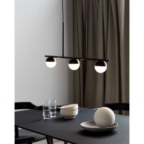 Nordlux Contina - hanglamp - 90 x 10 x 241,3 cm - zwart en opaal wit