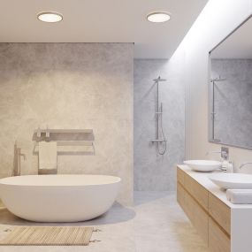 Nordlux Oja - badkamer plafondverlichting - Ø 30 x 2,5 cm - 3 stappen Moodmaker SceneSelect functie - 14,5W LED incl. - IP54 - chroom