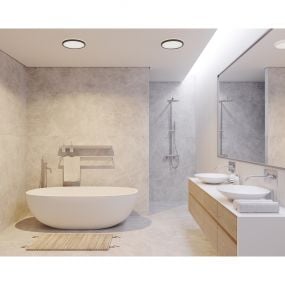 Nordlux Oja - badkamer plafondverlichting - Ø 42,4 x 2,3 cm - 3 stappen Moodmaker SceneSelect functie - 19W LED incl. - IP54 - zwart