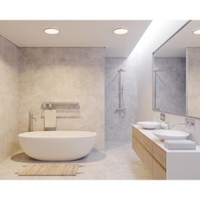Nordlux Oja - badkamer plafondverlichting - Ø 43 x 2,5 cm - 3 stappen Moodmaker SceneSelect functie - 19W LED incl. - IP54 - chroom