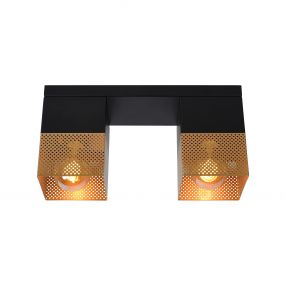 Lucide Renate - plafondverlichting - 32 x 10 x 16 cm - zwart en mat goud