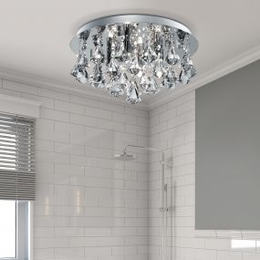 Searchlight Bathroom - plafondlamp badkamer - Ø 38 x 17,5 cm - 4 x 3W LED incl. - IP44 - chroom