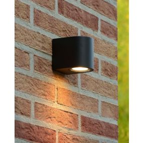 Lucide Zora Round 1 - buiten wandlamp  - 6,5 x 9 x 8 cm - 5W dimbare LED incl. - IP44 - zwart