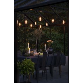 Konstsmide - decoratieve party lichtset met dimfunctie - 4,5m lengte met 10m snoer - 10 vervangbare LED lampen incl. - 7W - IP44 - zwart