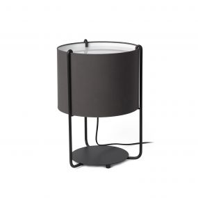 Faro Drum - tafellamp - Ø 30 x 43 cm - zwart en grijs
