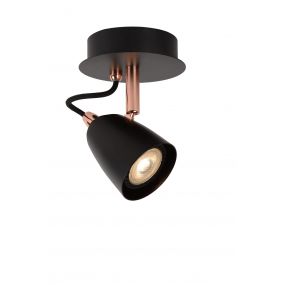 Lucide Ride 1 - opbouwspot - 10 x 15 x 10 cm - 5W dimbare LED incl. - koper, zwart