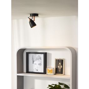 Lucide Ride 1 - opbouwspot - 10 x 15 x 10 cm - 5W dimbare LED incl. - koper, zwart