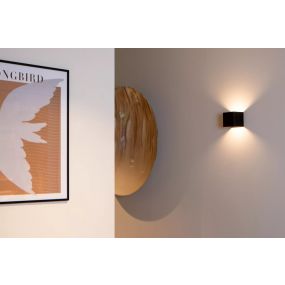 Lucide Vertigo - oplaadbare wandlamp met sensor - 10 x 10 x 10 cm - 6W dimbare LED incl. - IP54 - zwart