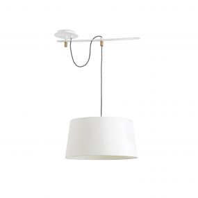 Faro Fusta - hanglamp - Ø 44,5 x 23,5 cm - wit en lichtbruin