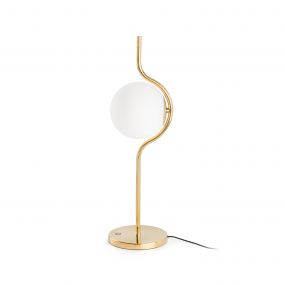 Faro Le Vita - tafellamp - 15 x 14 x 58 cm - 6W dimbare LED incl. - glanzend goud en opaal