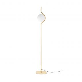 Faro Le Vita - staanlamp - 118 cm - 6W dimbare LED incl. - glanzend goud en opaal