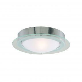 Searchlight Bathroom Flush - plafondlamp badkamer - Ø 30 x 10 cm - IP44 - chroom