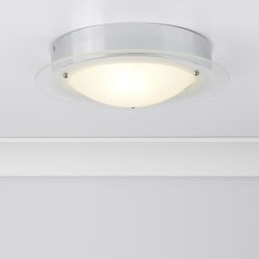 Searchlight Bathroom Flush - plafondlamp badkamer - Ø 30 x 10 cm - IP44 - chroom