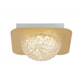 Searchlight Celestia - plafondverlichting - 18 x 18 x 7,7 cm - 3 stappen dimmer - 6,5W LED incl. - goud en transparant
