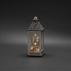 Konstsmide kerstverlichting - houten lantaarn op batterijen - 11 x 11 x 29 cm - bruin