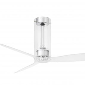 Faro Tube - plafondventilator met afstandsbediening - slimme ventilator - Ø 128 cm - chroom en transparant