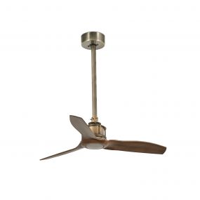 Faro Just Fan XS - plafondventilator met afstandsbediening - Ø 81 cm - donker bruin en antiek messing