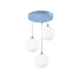 Searchlight Kids - hanglamp - Ø 21 x 35 cm - blauw en opaal wit