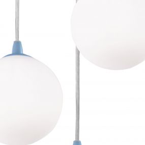 Searchlight Kids - hanglamp - Ø 21 x 35 cm - blauw en opaal wit