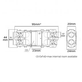 VK Lighting waterdichte aansluitdoos driepolig 2 in / 2 uit - IP68