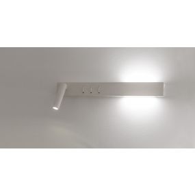 VK Lighting Bar - wandverlichting met linkse leeslamp - 40 x 17 x 5 cm - 3W + 2x6W LED incl. - wit