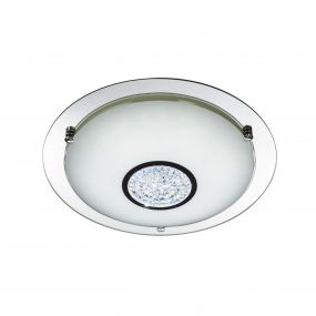 Searchlight Bathroom - plafondlamp badkamer - Ø 32 x 8 cm - 12W LED incl. - IP44 - chroom