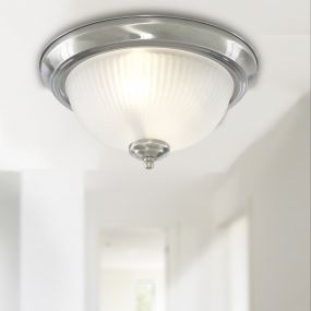 Searchlight Flush - plafondlamp badkamer - Ø 29 x 15 cm - IP44 - chroom