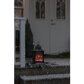 Konstsmide kerstverlichting - open haard lantaarn op batterijen - 24,5 x 24,5 x 42 cm - IP44 - zwart