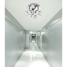 Searchlight Bubbles - opbouwspot 3L - Ø 28 x 15,5 cm - 3 x 4,5W dimbare LED incl. - IP44 - chroom
