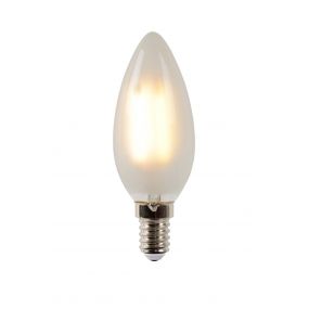 Lucide LED filament kaarslamp - Ø 4 x 10  cm - E14 - 4W dimbaar - 2700K - albast