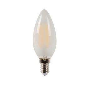 Lucide LED filament kaarslamp - Ø 4 x 10  cm - E14 - 4W dimbaar - 2700K - albast