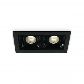 ONE Light Shop Square Boxes - inbouwspot - 75 x 45 mm, 66 x 36 mm inbouwmaat - 2 x 2W dimbare LED incl. - zwart
