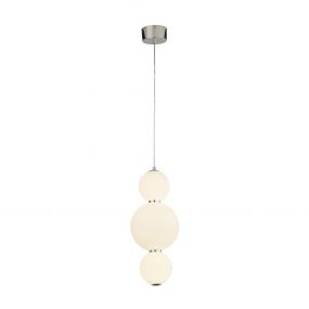 Searchlight Snowball - hanglamp - Ø 18 x 148 cm - 18W dimbare LED incl. - wit en chroom
