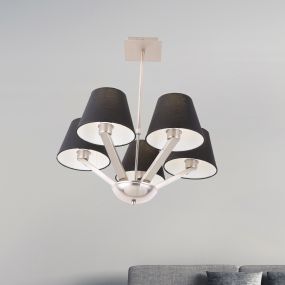 Maxlight Orlando - hanglamp - Ø 62 x 48 cm - zwart en geborsteld metaal