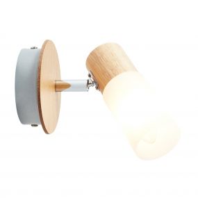 Brilliant Babsan - opbouwspot 1L - 10 x 12 x 18 cm - hout / wit