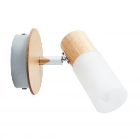 Brilliant Babsan - opbouwspot 1L - 10 x 12 x 18 cm - hout / wit