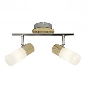 Brilliant Babsan - opbouwspot 2L - 28 x 12 x 18 cm - hout / wit