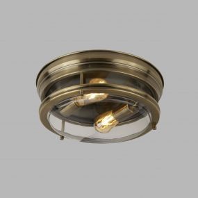 Searchlight Edinburgh - plafondverlichting - Ø 35 x 14,5 cm - IP44 - antiek messing
