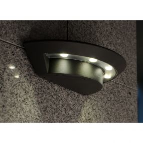 Lutec Ghost - buiten wandlamp - 26 x 13 x 7 cm - 7,5W LED incl. - IP54 - donkergrijs