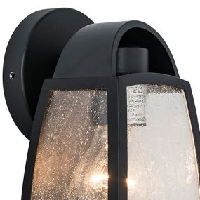 Lutec Kelsey - buiten wandlamp - 12 x 12 x 20 cm - IP44 - mat glas - zwart (stockopruiming!)