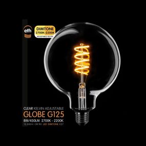 ETH LED Spiral Globe - Ø 12,5 cm - E27 - dimtone - 6W - 2700K tot 2200K - transparant